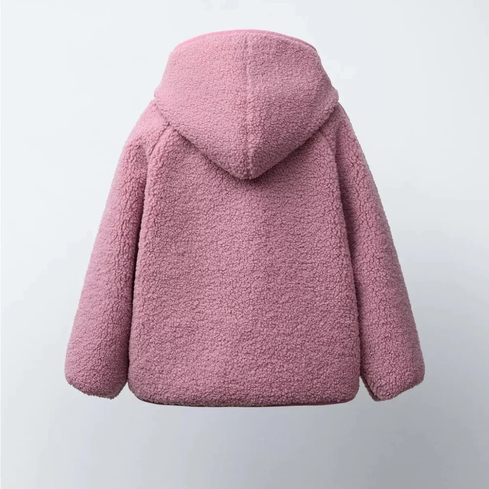 Zara Sherpa Fleece Hoodie Jacket